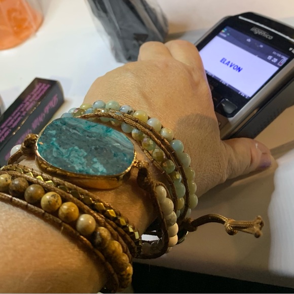 Wrist wrap multi semi precious stone BRACELET - Picture 6 of 6